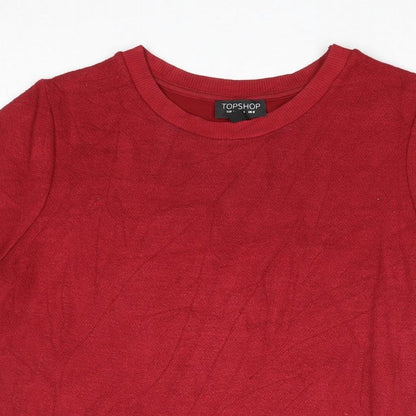 Womens UK Size 8 Topshop Red Basic T-Shirt