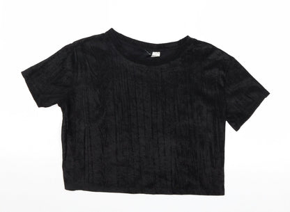 Womens UK Size XS Divided by H&M Black Basic T-Shirt