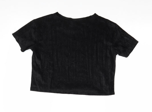 Womens UK Size XS Divided by H&M Black Basic T-Shirt