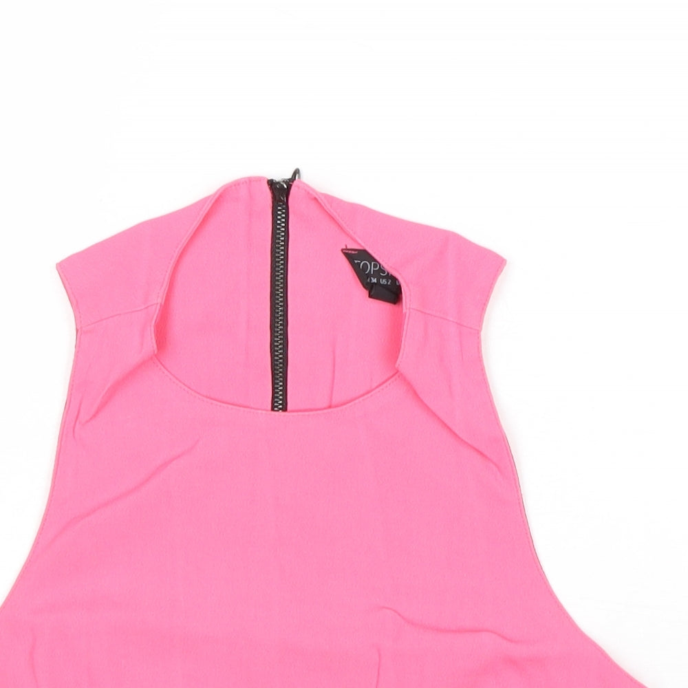 Womens UK Size 6 Topshop Pink Cropped Tank