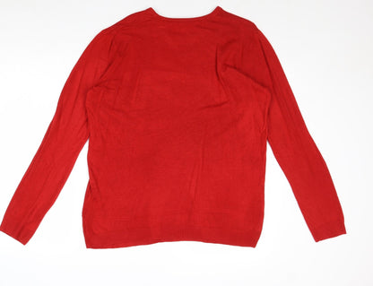 Womens UK Size XL Vida Vi Red Pullover Jumper