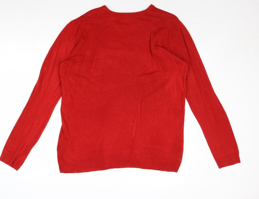 Womens UK Size XL Vida Vi Red Pullover Jumper