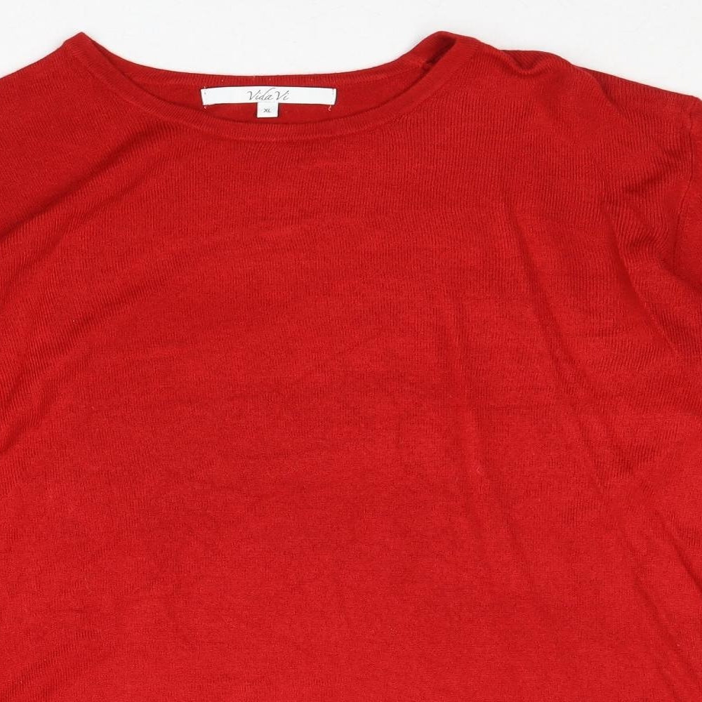 Womens UK Size XL Vida Vi Red Pullover Jumper