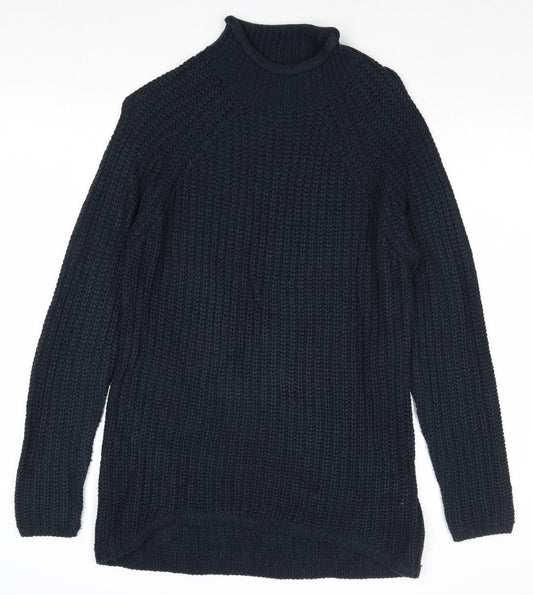 Only Womens Blue High Neck Acrylic Pullover Jumper Size S