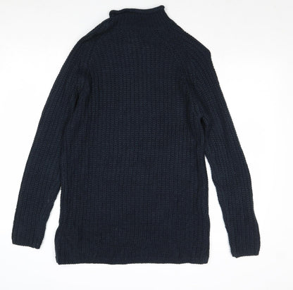 Only Womens Blue High Neck Acrylic Pullover Jumper Size S