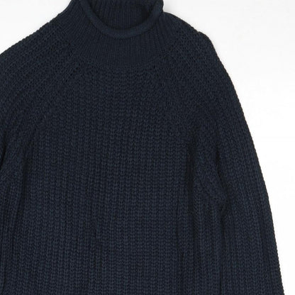 Only Womens Blue High Neck Acrylic Pullover Jumper Size S
