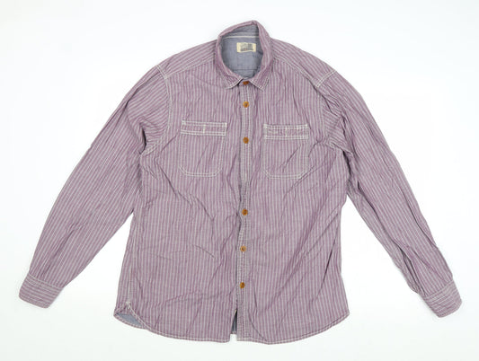 Mens UK Size L Marks and Spencer Purple  Button-Up Long Sleeve Casual Shirt