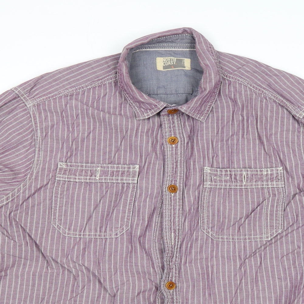 Mens UK Size L Marks and Spencer Purple  Button-Up Long Sleeve Casual Shirt