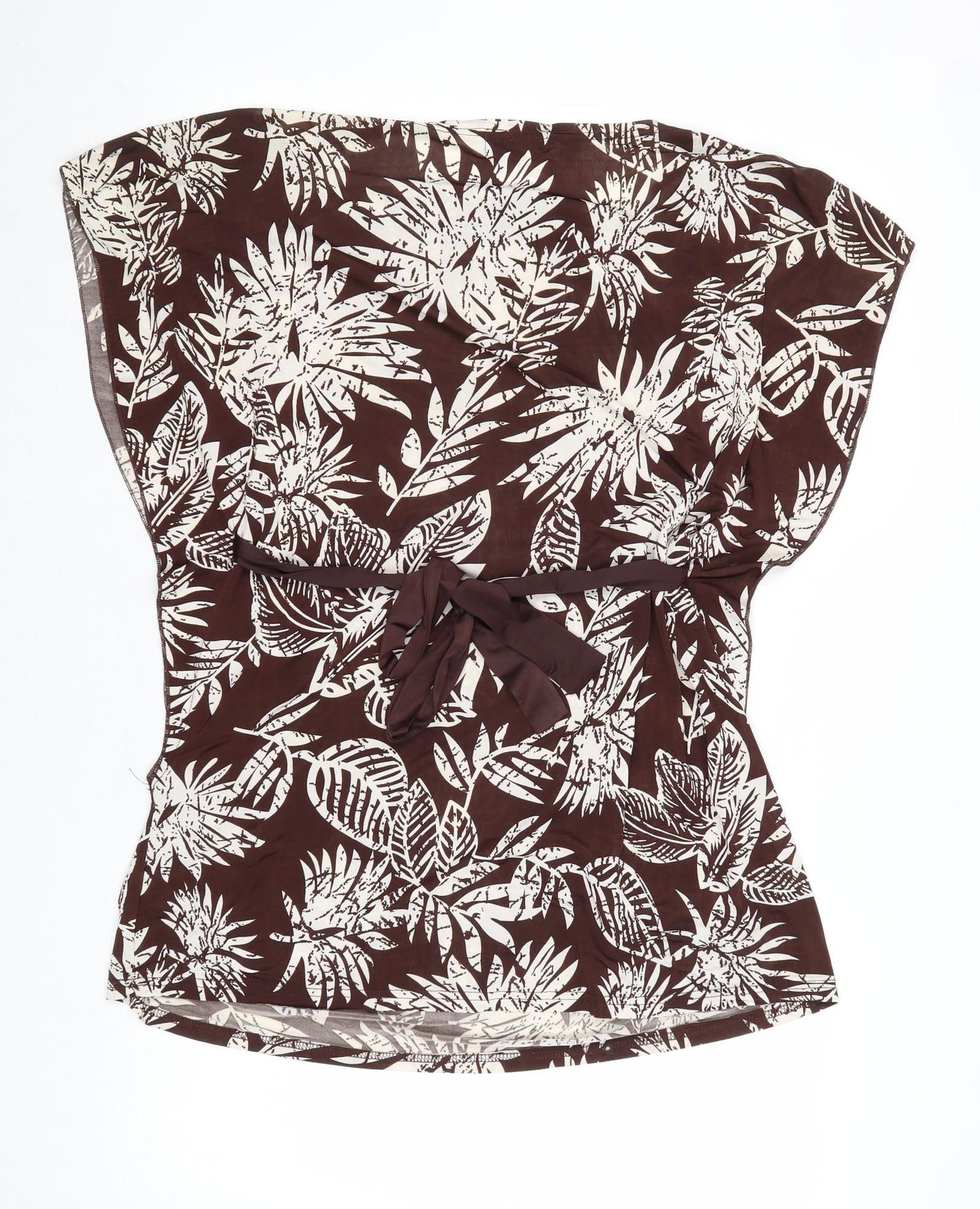 Womens UK Size L Purple Brown Basic Blouse
