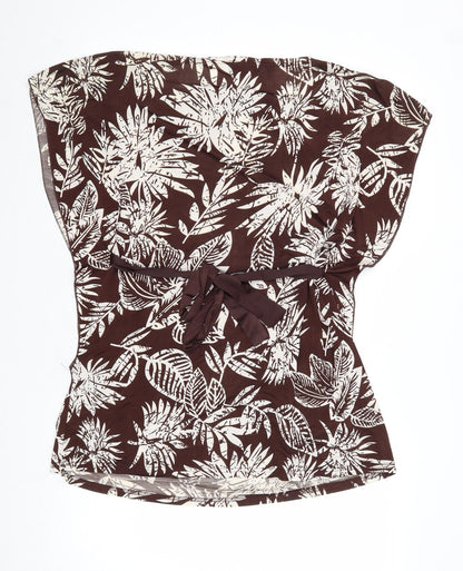 Womens UK Size L Purple Brown Basic Blouse
