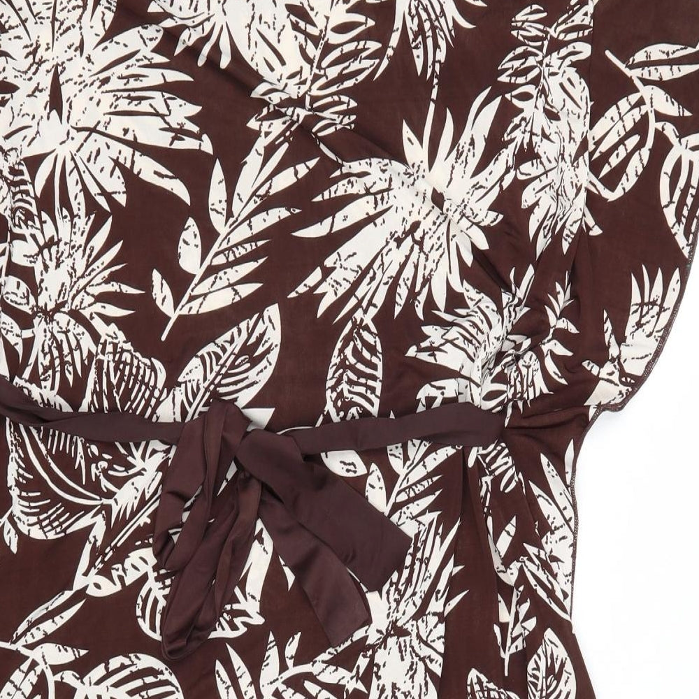 Womens UK Size L Purple Brown Basic Blouse