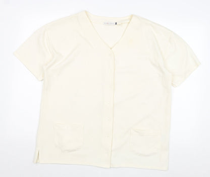 Pa Lucci Womens Ivory V-Neck Polyester Cardigan Jumper Size M