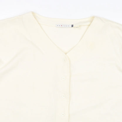 Pa Lucci Womens Ivory V-Neck Polyester Cardigan Jumper Size M