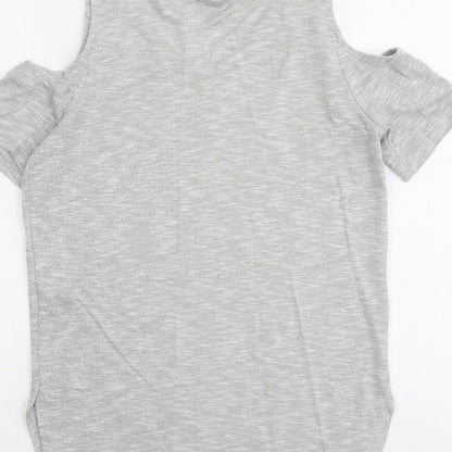 Select Womens Grey Viscose Basic T-Shirt Size 8 Round Neck - Cold Shoulder