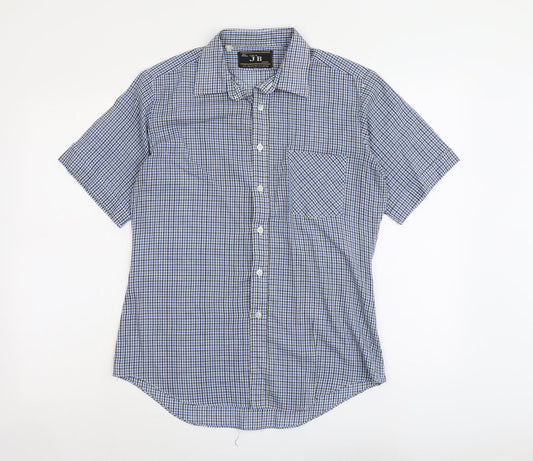 Mens UK Size 15.5 JB London Blue  Button-Up Short Sleeve Casual Shirt