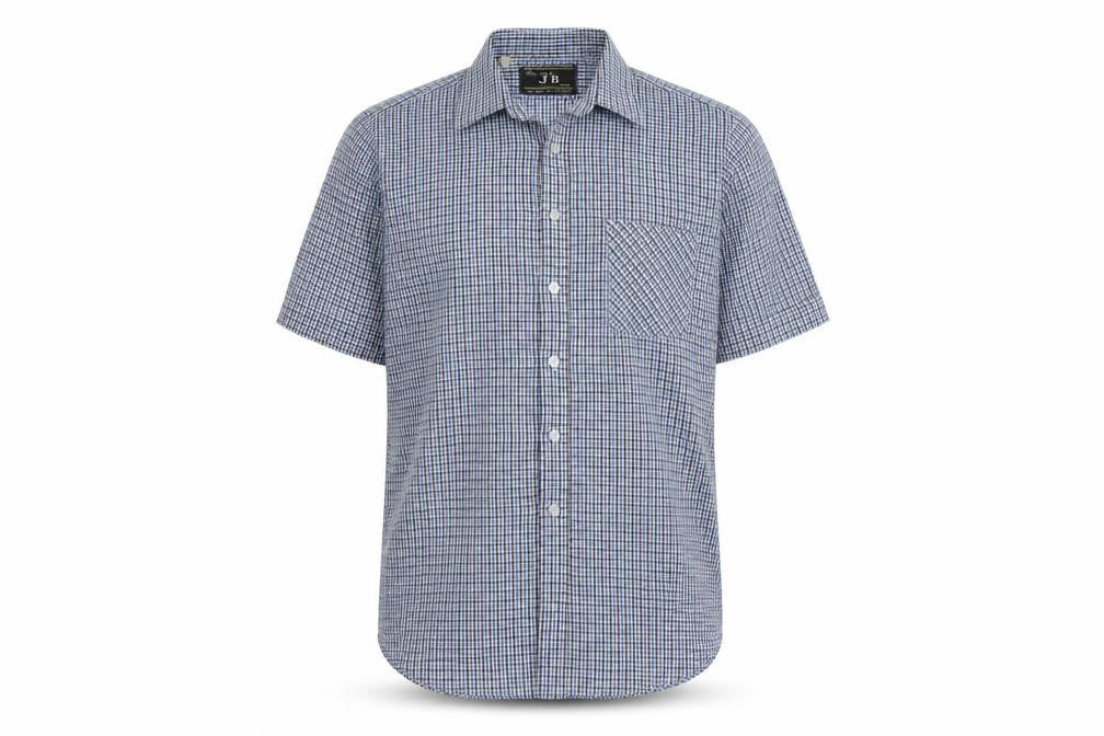 Mens UK Size 15.5 JB London Blue  Button-Up Short Sleeve Casual Shirt