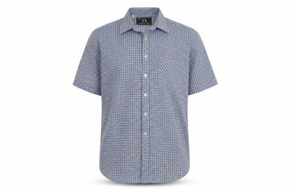 Mens UK Size 15.5 JB London Blue  Button-Up Short Sleeve Casual Shirt