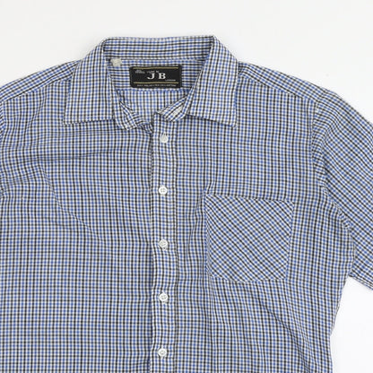 Mens UK Size 15.5 JB London Blue  Button-Up Short Sleeve Casual Shirt
