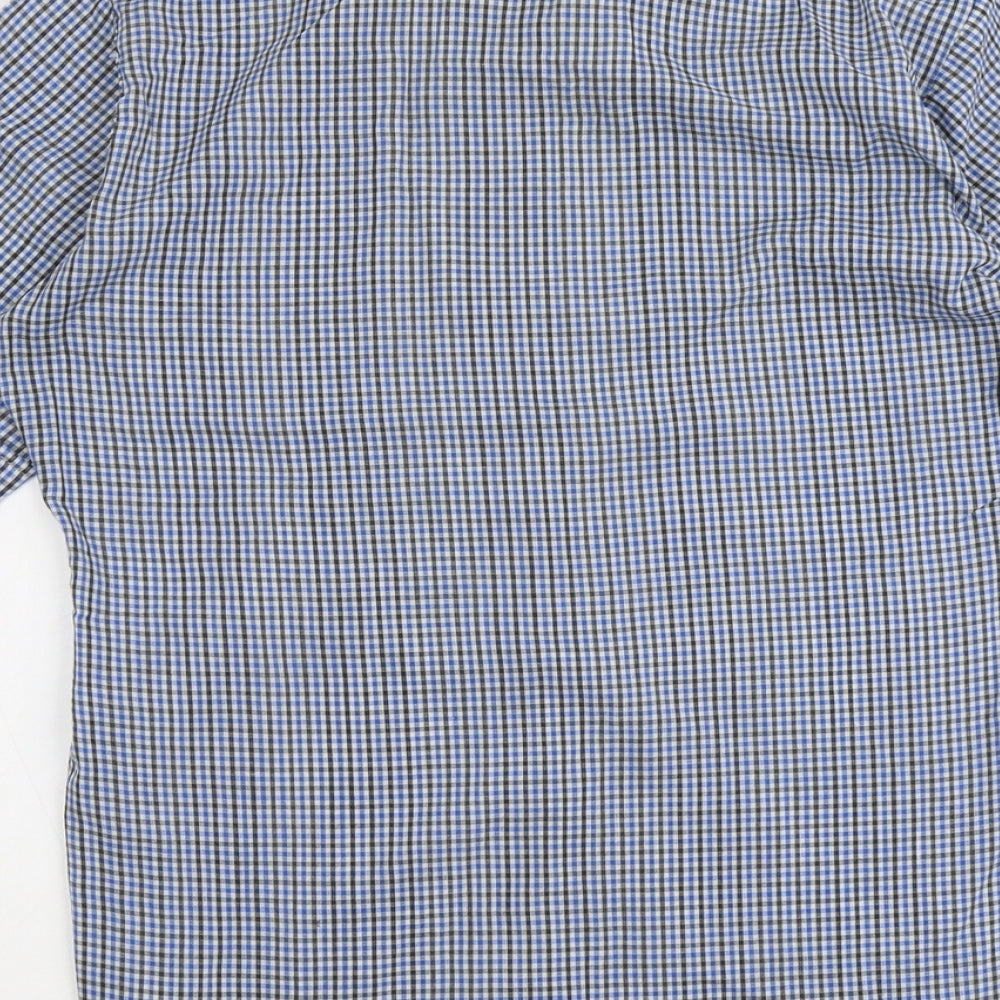 Mens UK Size 15.5 JB London Blue  Button-Up Short Sleeve Casual Shirt
