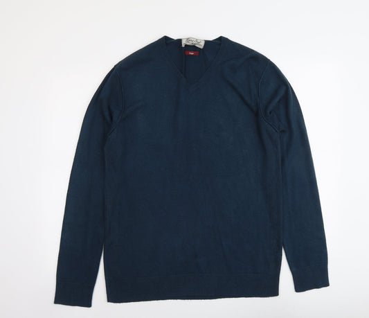 Twisted Soul Mens Blue Round Neck Acrylic Pullover Jumper Size L Long Sleeve