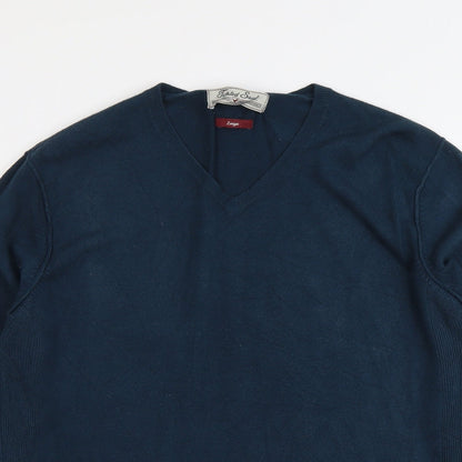 Twisted Soul Mens Blue Round Neck Acrylic Pullover Jumper Size L Long Sleeve