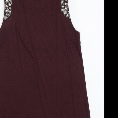 A&G Womens Red Polyester Basic Tank Size M Round Neck