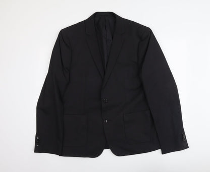 Kiomi Mens Black Polyester Jacket Suit Jacket Size L Regular