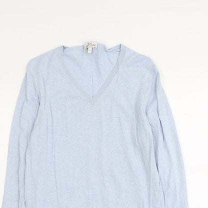 NEXT Mens Blue V-Neck Cotton Pullover Jumper Size S Long Sleeve