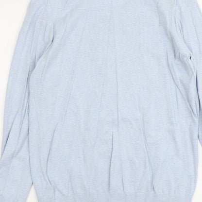 NEXT Mens Blue V-Neck Cotton Pullover Jumper Size S Long Sleeve