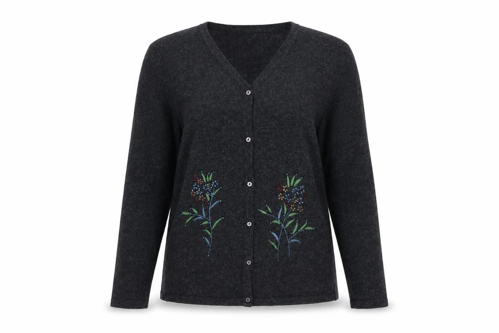 Autonomy Womens Grey V-Neck Acrylic Cardigan Jumper Size 12