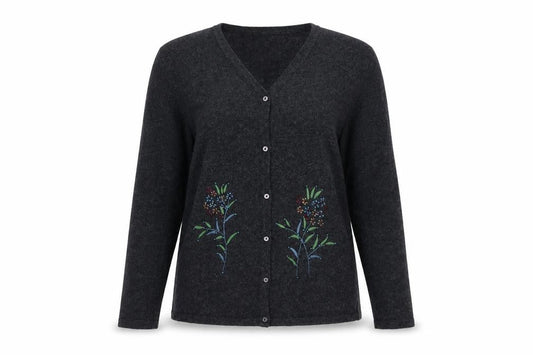 Autonomy Womens Grey V-Neck Acrylic Cardigan Jumper Size 12