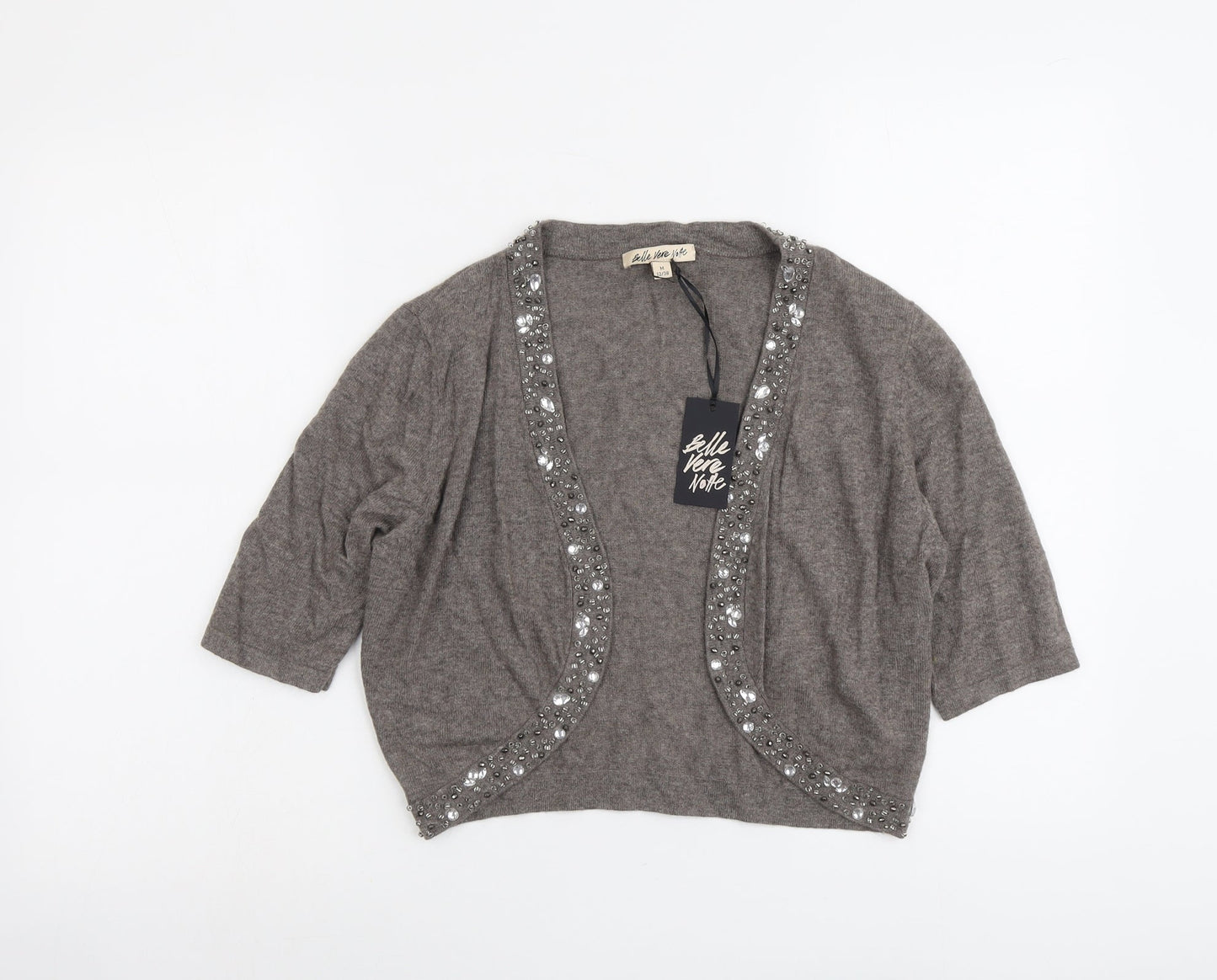 Belle Vere Notte Womens Brown V-Neck Viscose Cardigan Jumper Size 12
