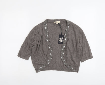 Belle Vere Notte Womens Brown V-Neck Viscose Cardigan Jumper Size 12