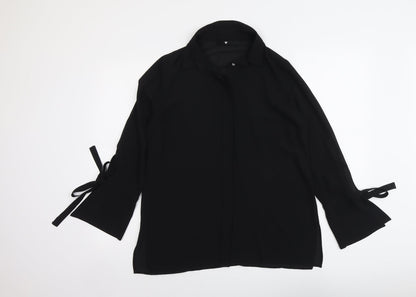 Womens UK Size 12 V By Very Black Basic Button-Up