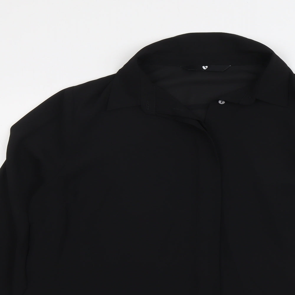 Womens UK Size 12 V By Very Black Basic Button-Up