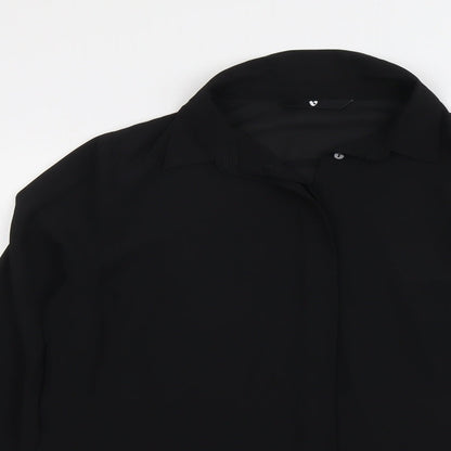 Womens UK Size 12 V By Very Black Basic Button-Up