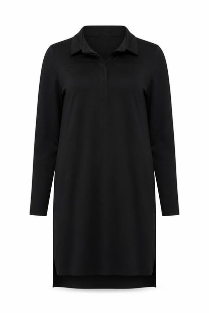 Warehouse Womens Black Polyester Shirt Dress Size 10 Collared Button