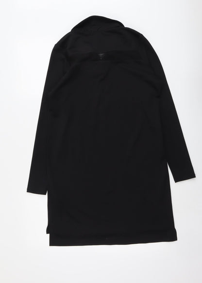 Warehouse Womens Black Polyester Shirt Dress Size 10 Collared Button