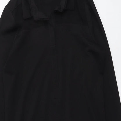 Warehouse Womens Black Polyester Shirt Dress Size 10 Collared Button