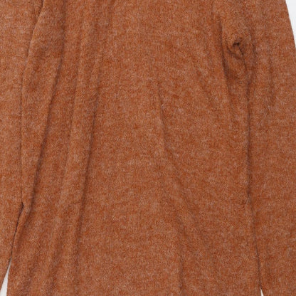 Lottie Womens Brown Round Neck Herringbone Acrylic Pullover Jumper Size 12