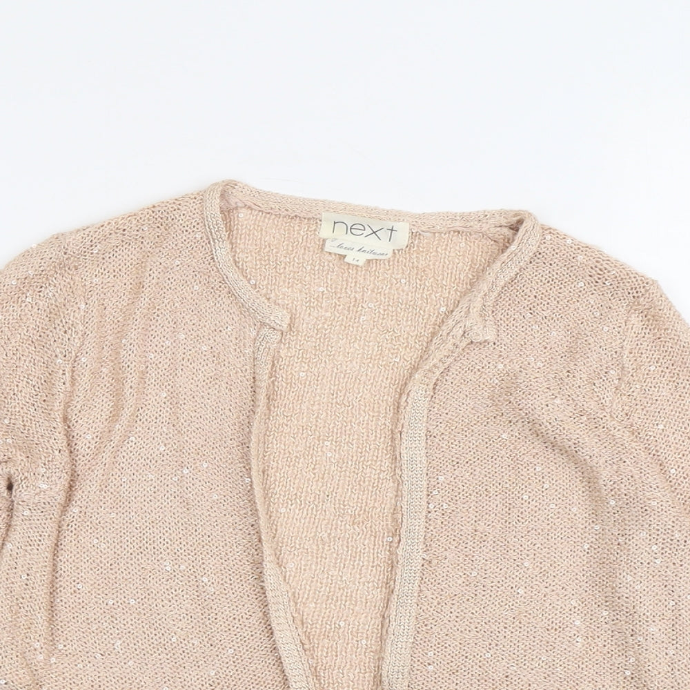 NEXT Womens Pink Round Neck Polyester Cardigan Jumper Size 14