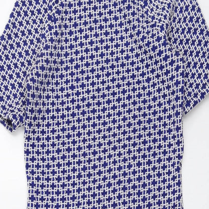 Topshop Womens Blue Geometric Polyester A-Line Size 8 Round Neck Pullover