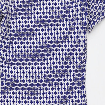 Topshop Womens Blue Geometric Polyester A-Line Size 8 Round Neck Pullover