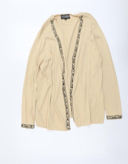 Casamia Womens Beige V-Neck Viscose Cardigan Jumper Size M