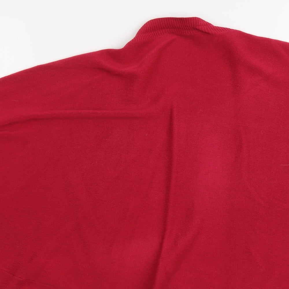 Key West Womens Pink V-Neck Acrylic Shrug Jumper Size S