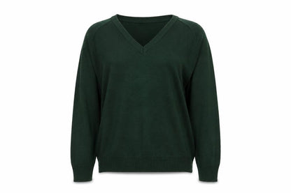 Banner Womens Green V-Neck Acrylic Pullover Jumper Size 8