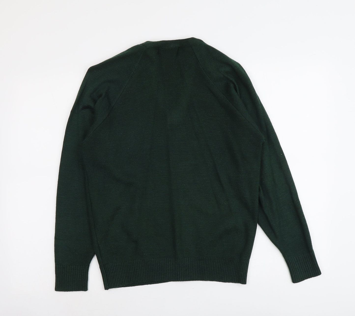 Banner Womens Green V-Neck Acrylic Pullover Jumper Size 8