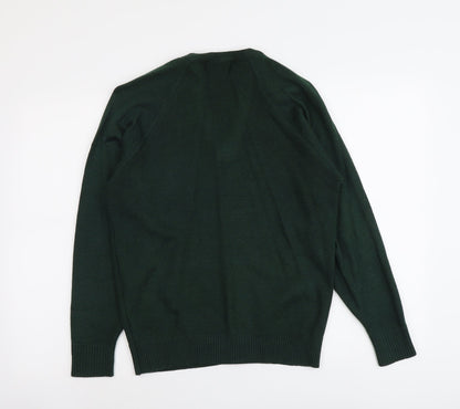 Banner Womens Green V-Neck Acrylic Pullover Jumper Size 8