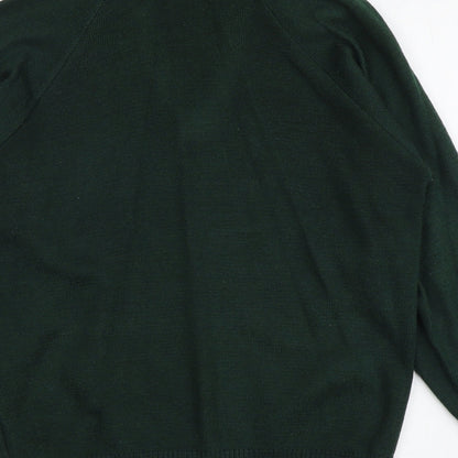 Banner Womens Green V-Neck Acrylic Pullover Jumper Size 8