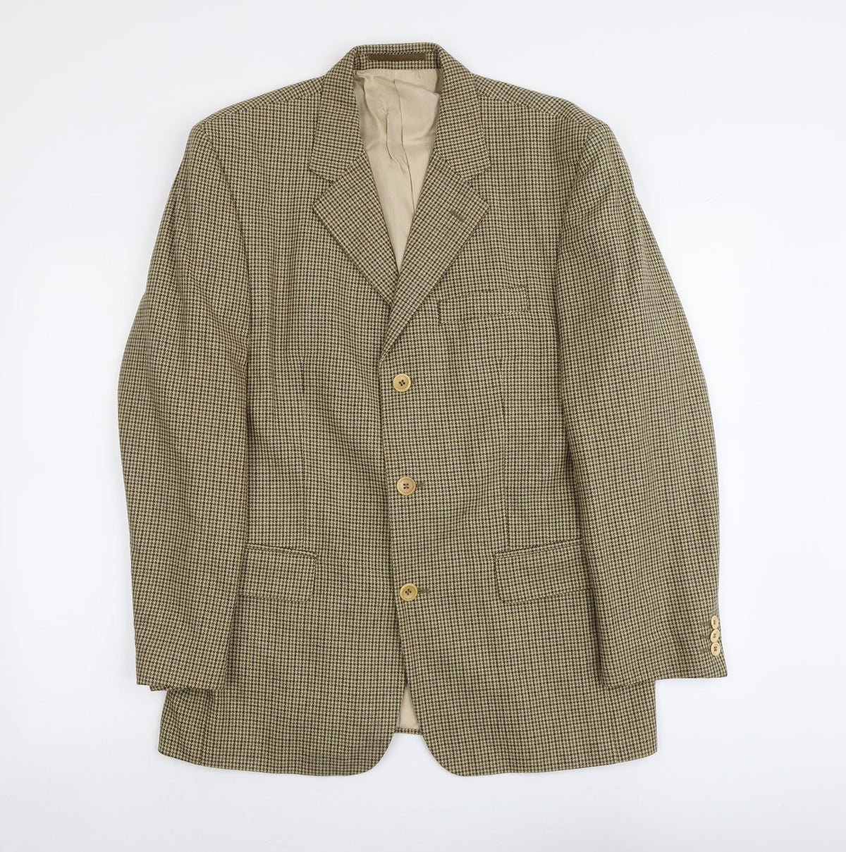 Pierro Cini Mens Beige Geometric Polyester Jacket Blazer Size L Regular